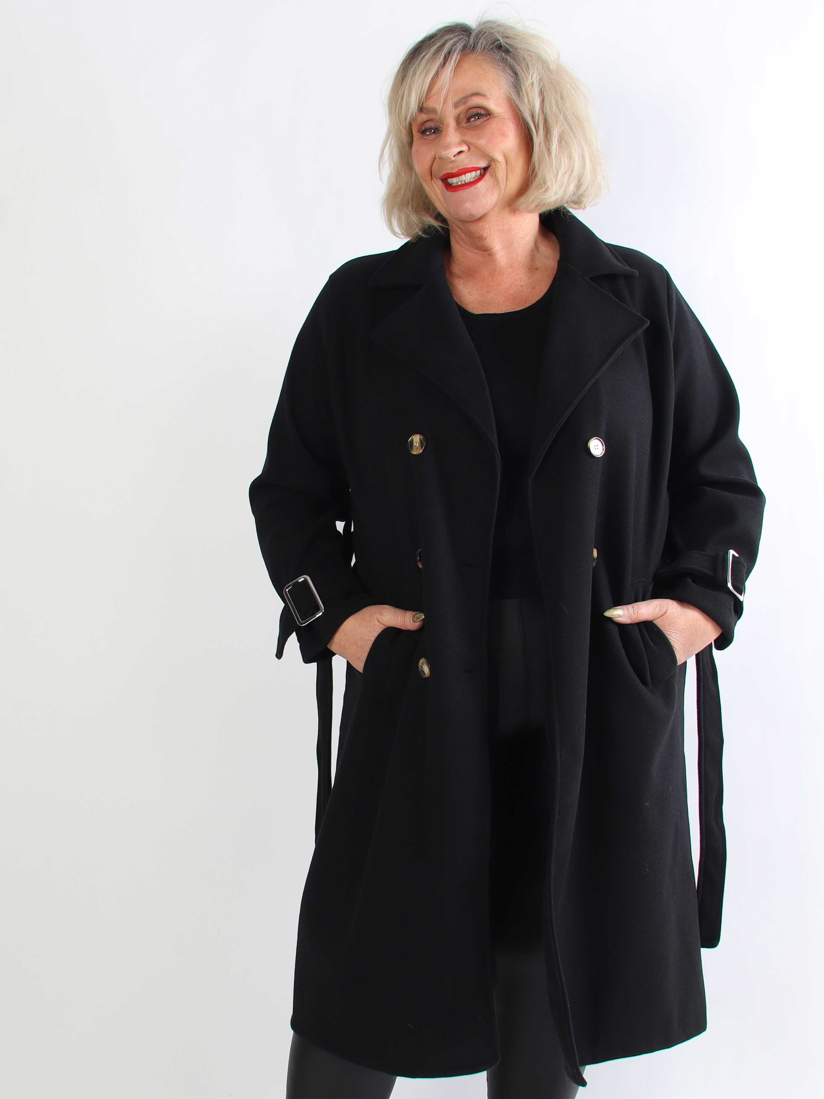 Sharpay Coat - Plus size trenchcoat med knytband